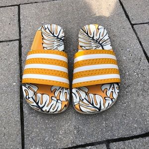 YELLOW ADIDAS SLIDES